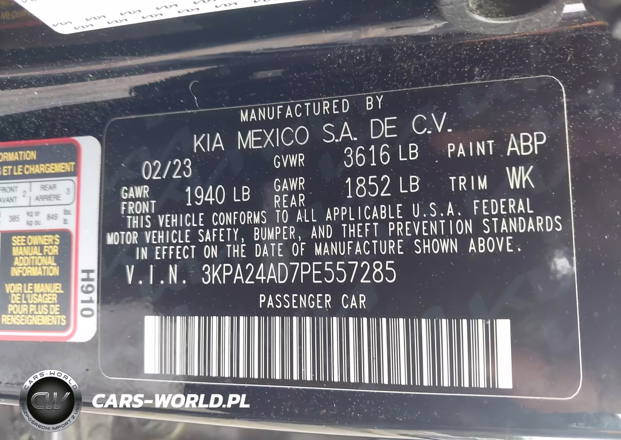 2023 Kia Rio S VIN:3KPA24AD7PE557285 - 9