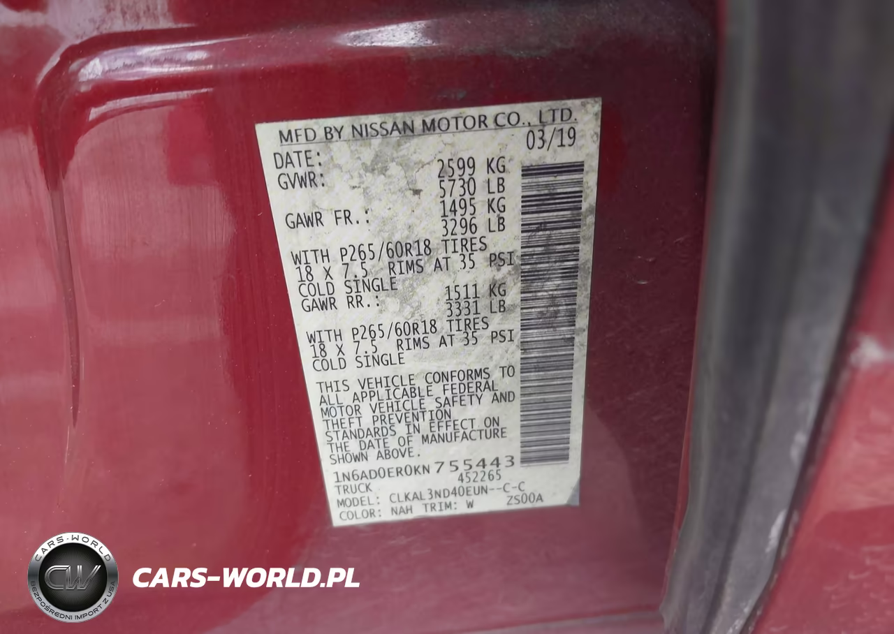 2019 Nissan Frontier Sl VIN:1N6AD0ER0KN755443 - 9