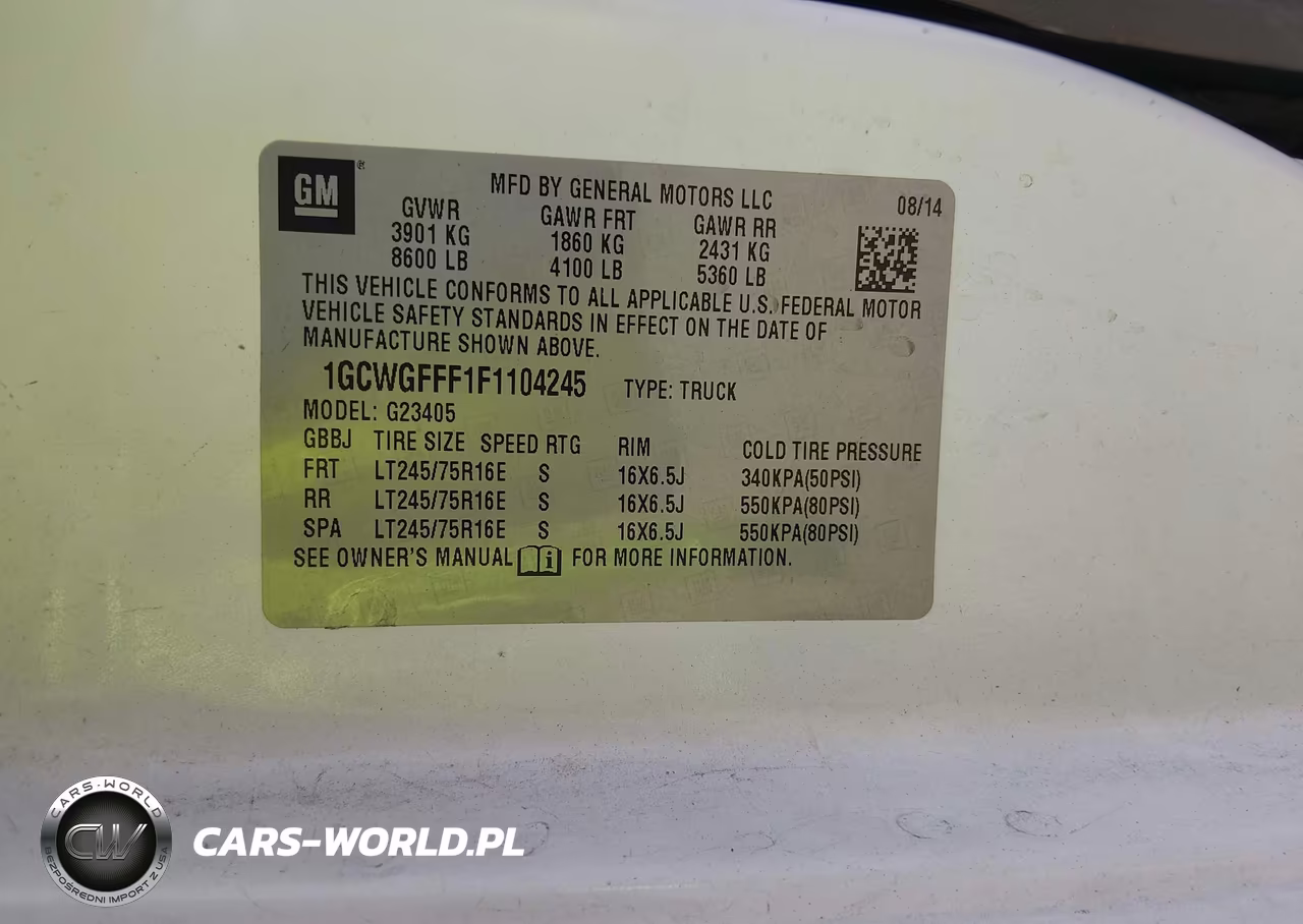2015 Chevrolet Express 2500 Work Van VIN:1GCWGFFF1F1104245 - 9