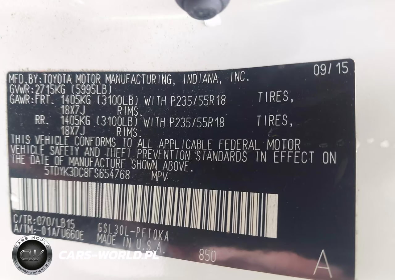 2015 Toyota Sienna Limited Premium 7 Passenger VIN:5TDYK3DC8FS654768 - 9