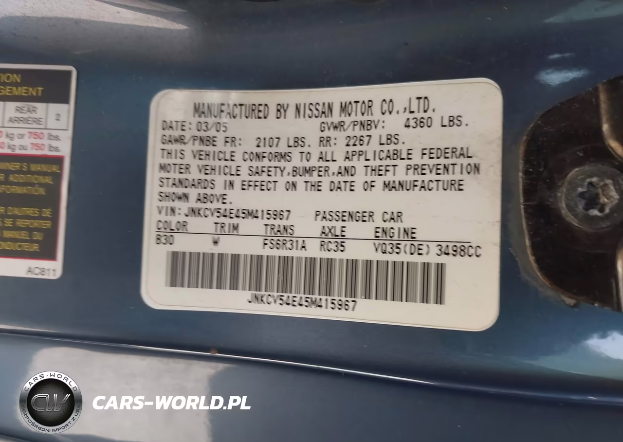 2005 Infiniti G35 VIN:JNKCV54E45M415967 - 9