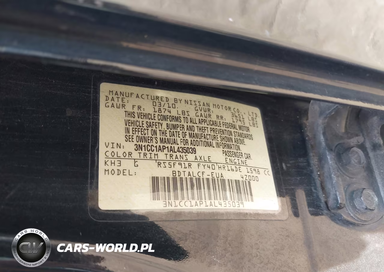 2010 Nissan Versa 1.6 VIN:3N1CC1AP1AL435039 - 9