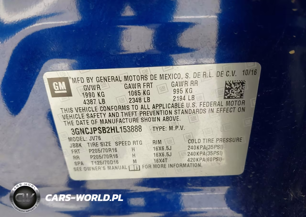 2017 Chevrolet Trax Lt VIN:3GNCJPSB2HL153888 - 9