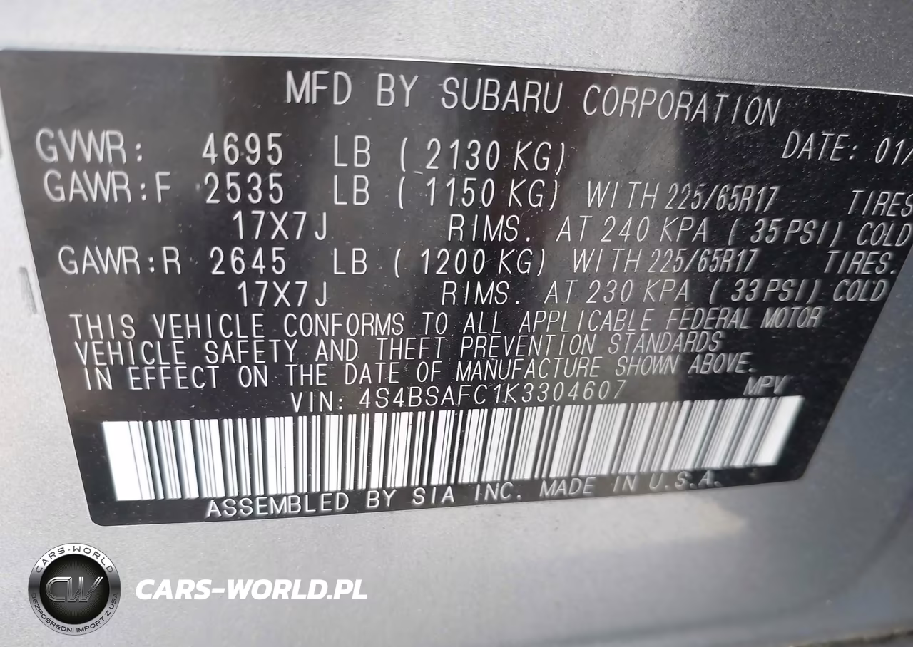 2019 Subaru Outback 2.5I Premium VIN:4S4BSAFC1K3304607 - 9