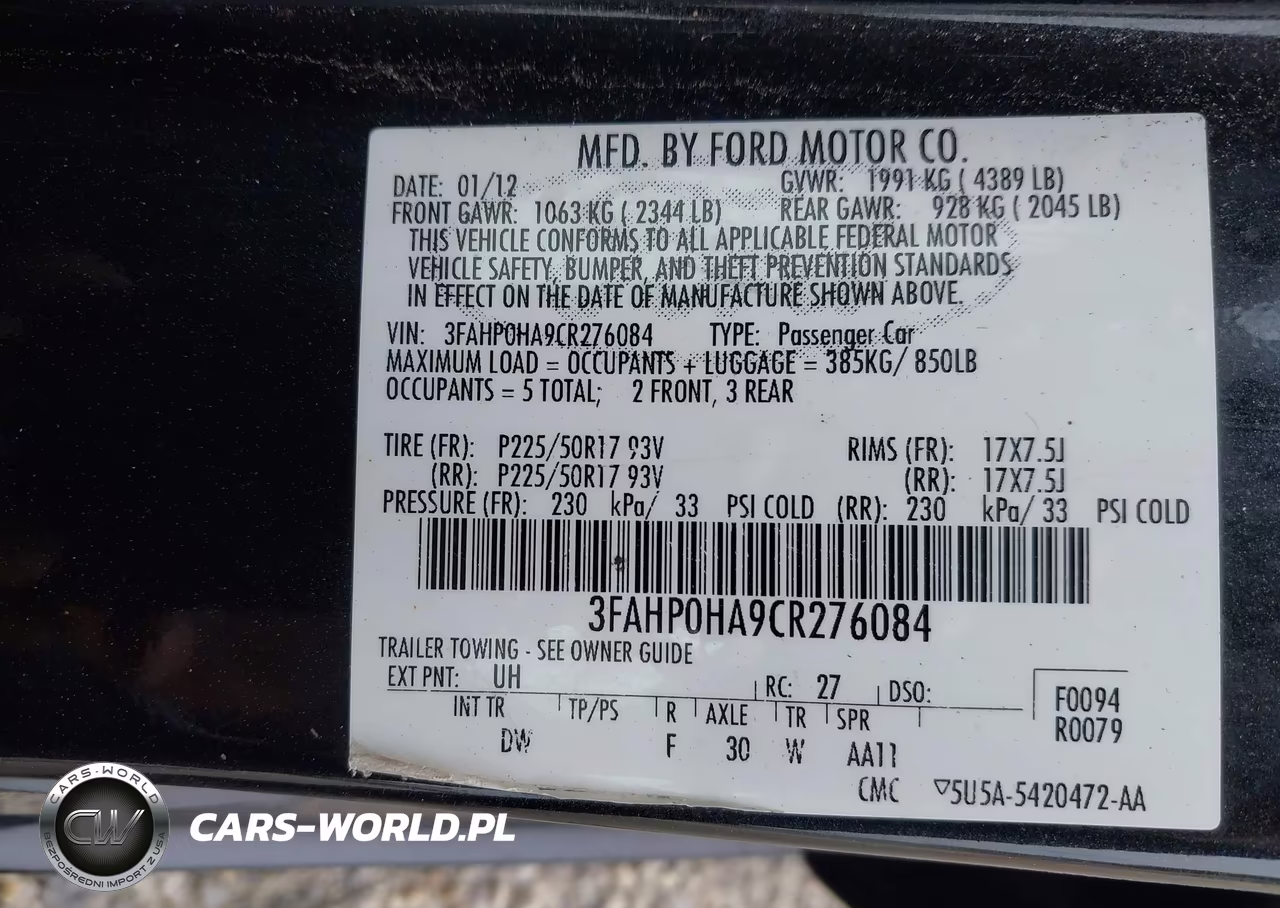 2012 Ford Fusion Se VIN:3FAHP0HA9CR276084 - 9