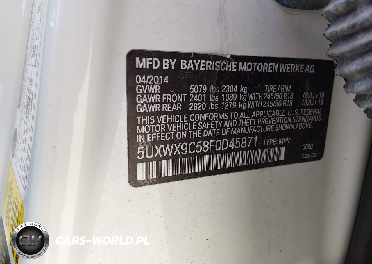2015 BMW X3 xDrive28I VIN:5UXWX9C58F0D45871 - 9