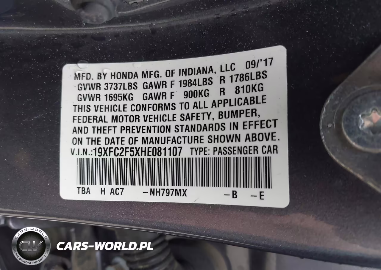 2017 Honda Civic Lx VIN:19XFC2F5XHE081107 - 9