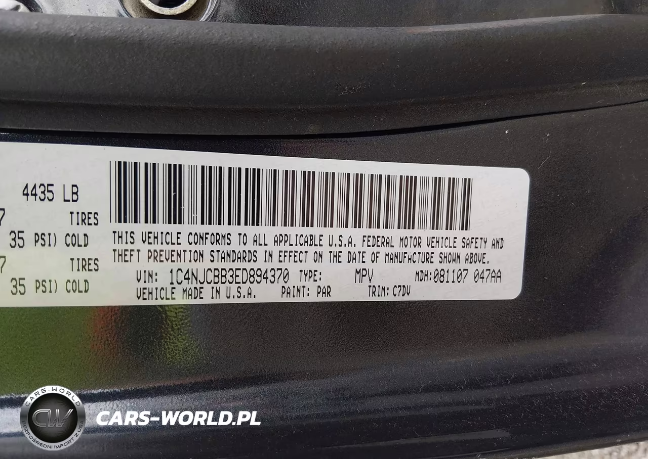 2014 Jeep Compass Sport VIN:1C4NJCBB3ED894370 - 9