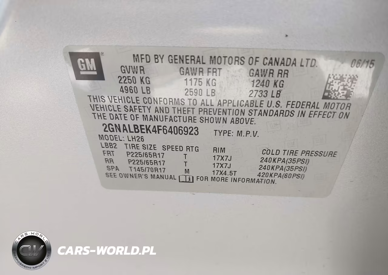 2015 Chevrolet Equinox Lt VIN:2GNALBEK4F6406923 - 9