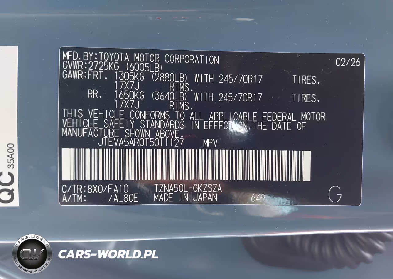2026 Toyota 4Runner Sr5 VIN:JTEVA5AR0T5011127 - 9