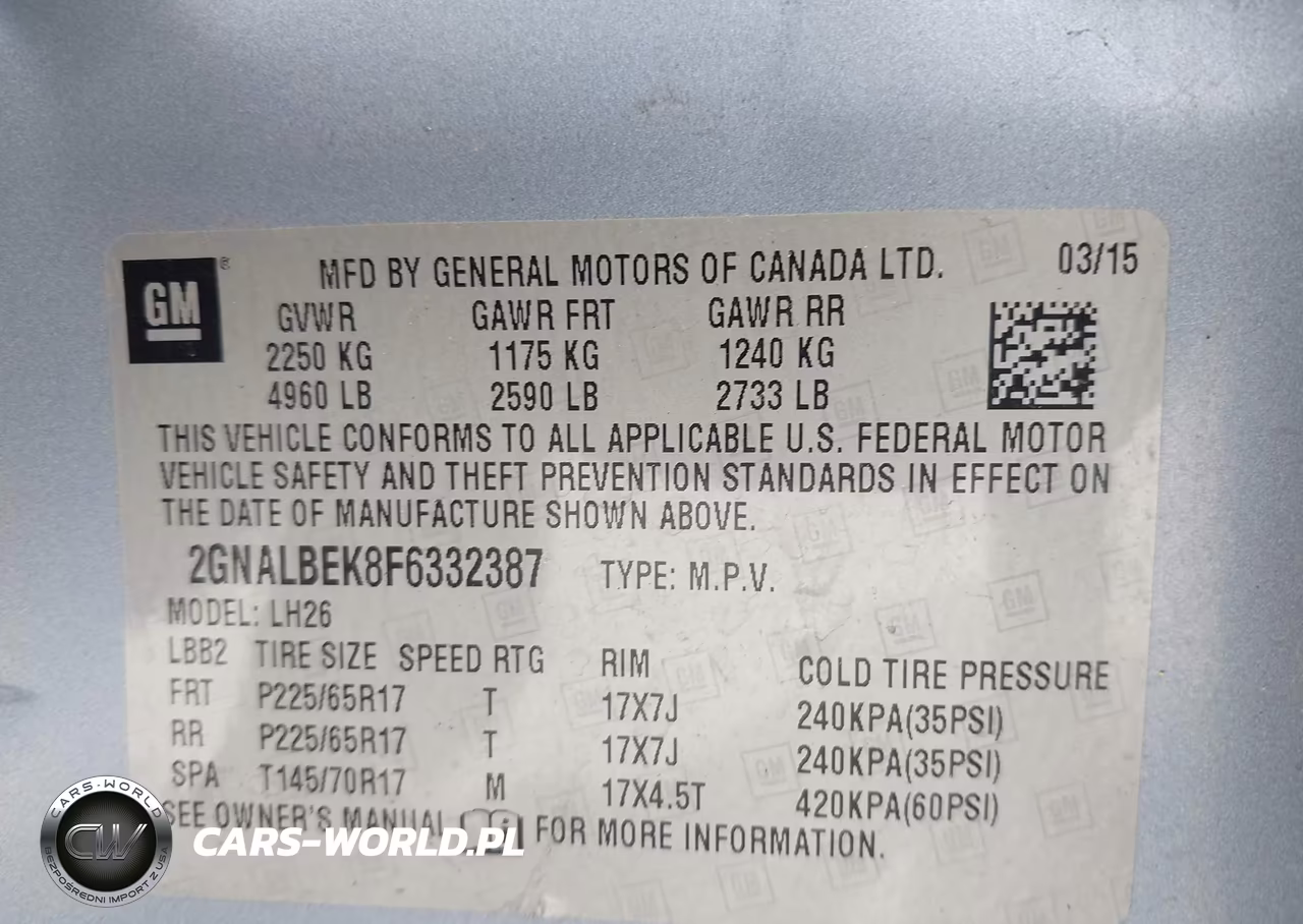 2015 Chevrolet Equinox Lt VIN:2GNALBEK8F6332387 - 9