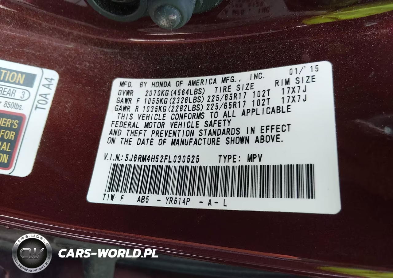 2015 Honda Cr-V Ex VIN:5J6RM4H52FL030525 - 9