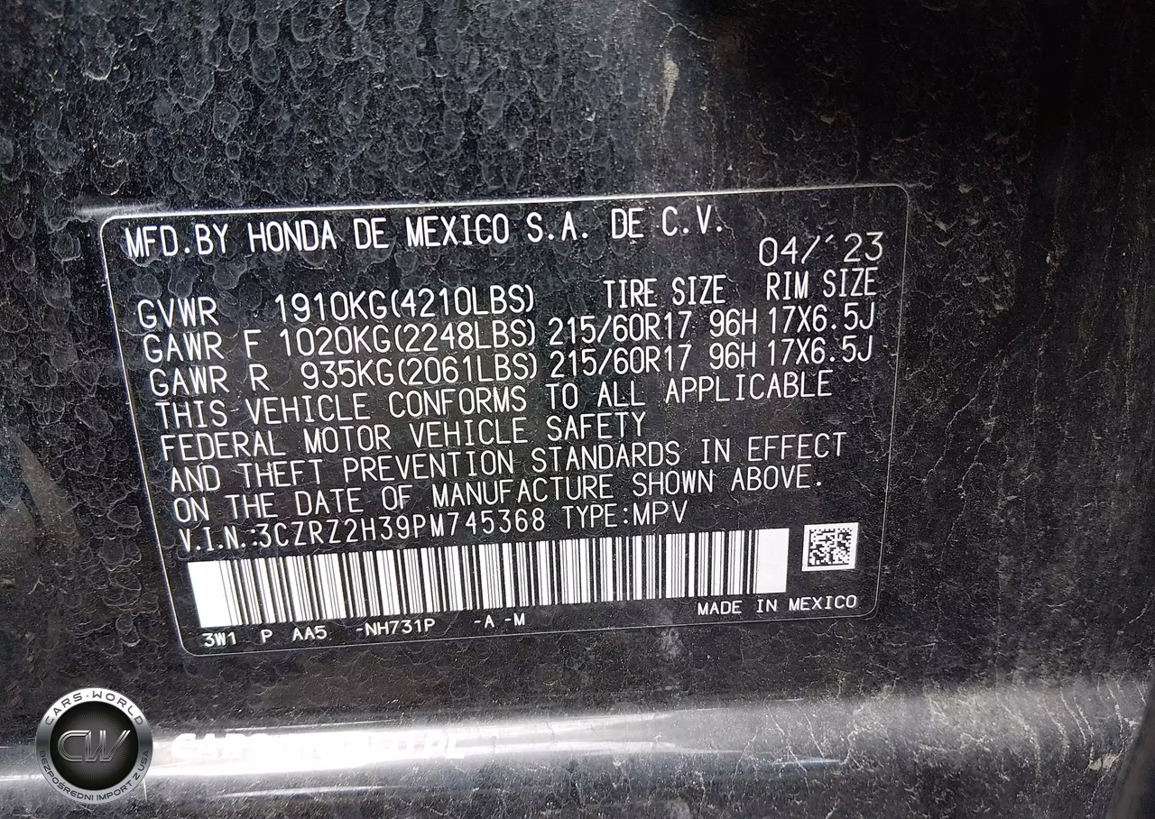 2023 Honda Hr-V Awd Lx VIN:3CZRZ2H39PM745368 - 9