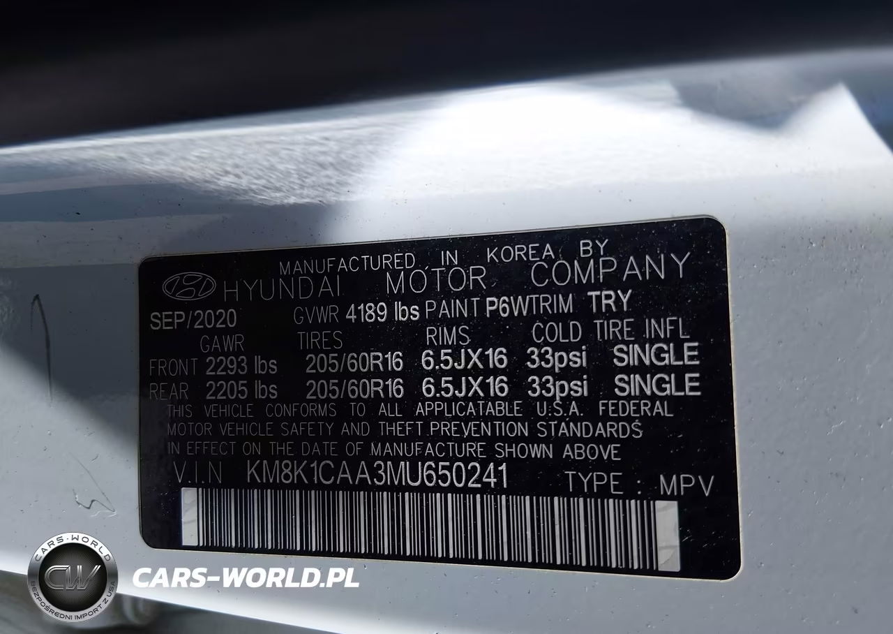 2021 Hyundai Kona Se VIN:KM8K1CAA3MU650241 - 9