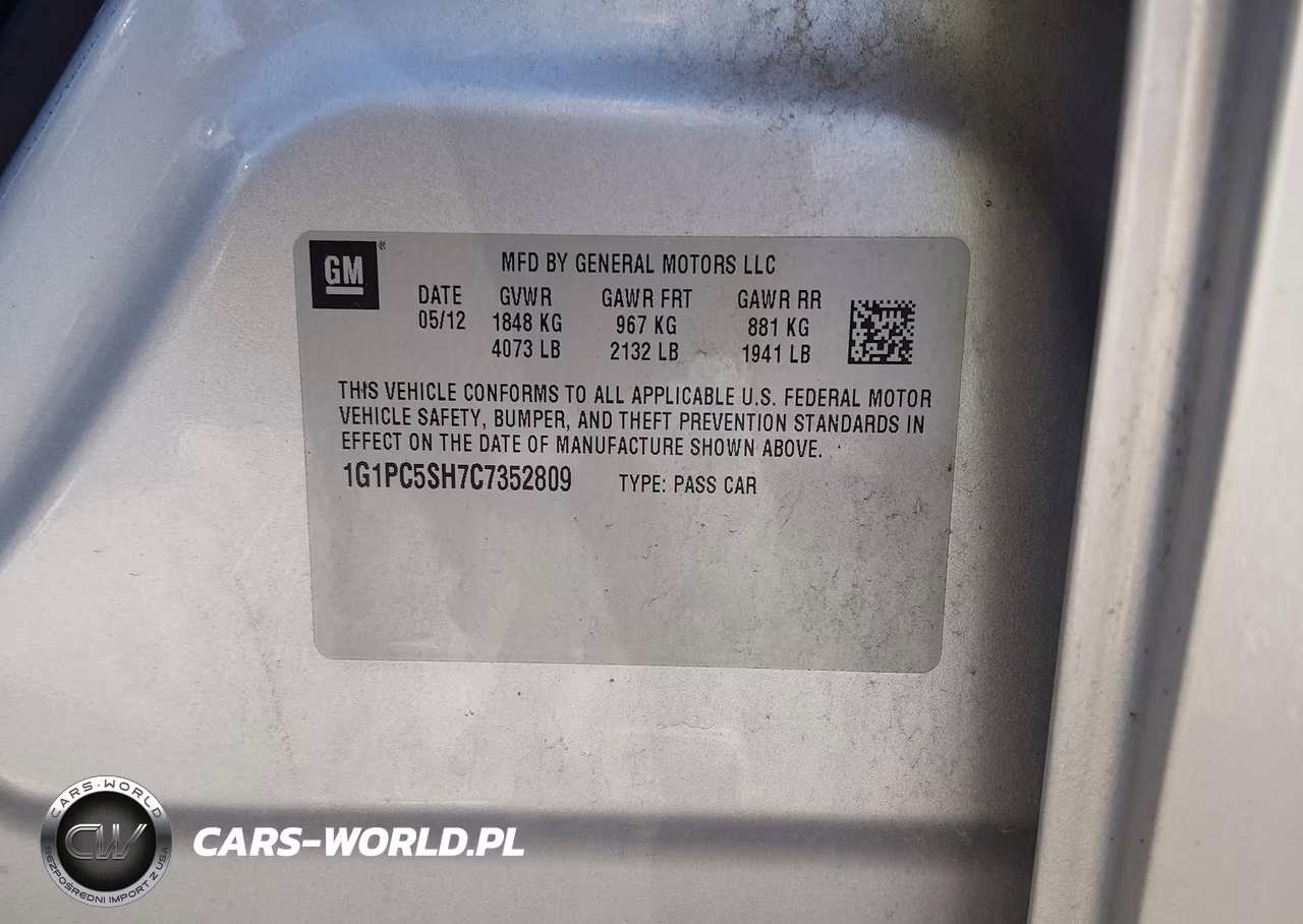2012 Chevrolet Cruze Ls VIN:1G1PC5SH7C7352809 - 9