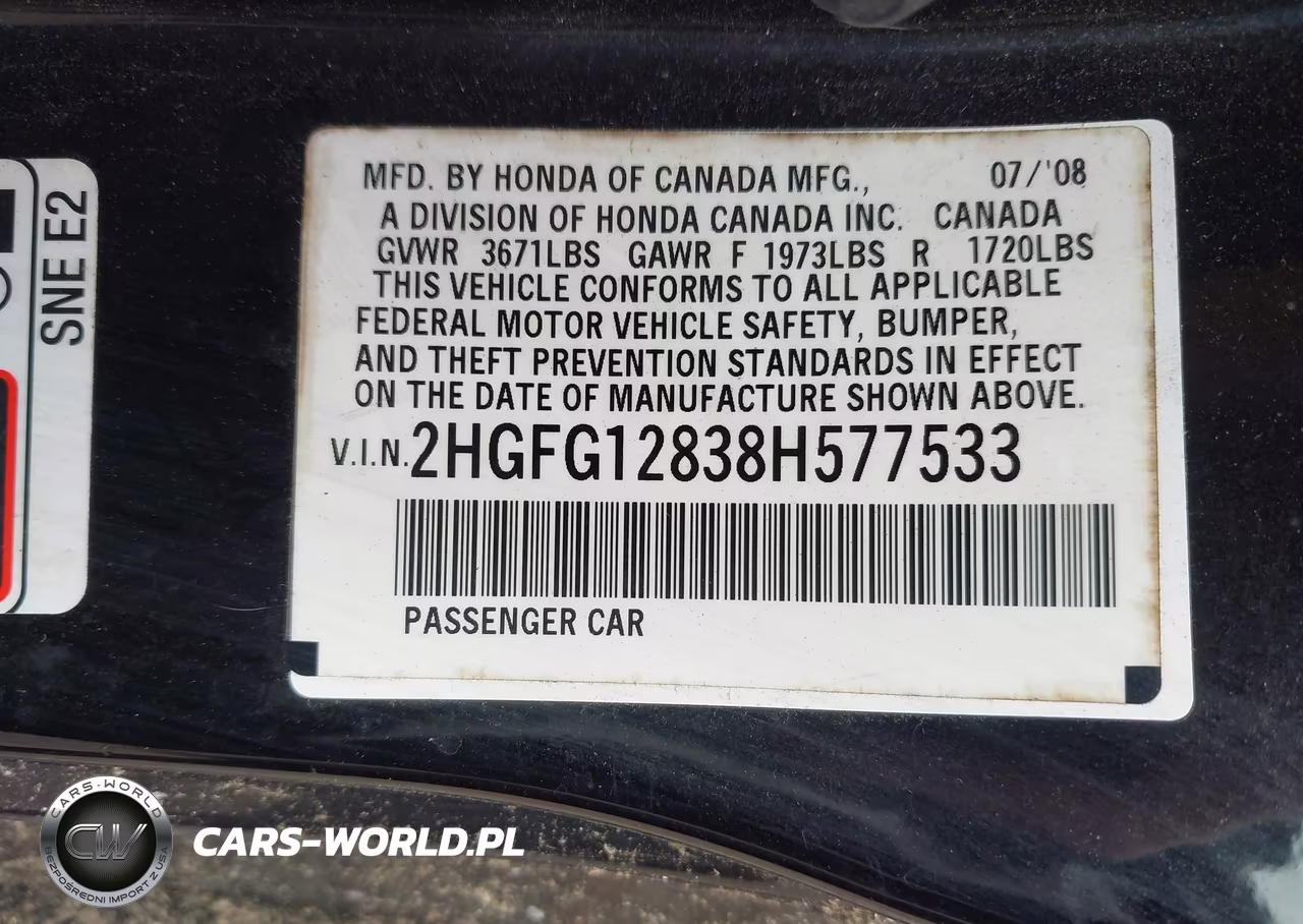 2008 Honda Civic Ex VIN:2HGFG12838H577533 - 9