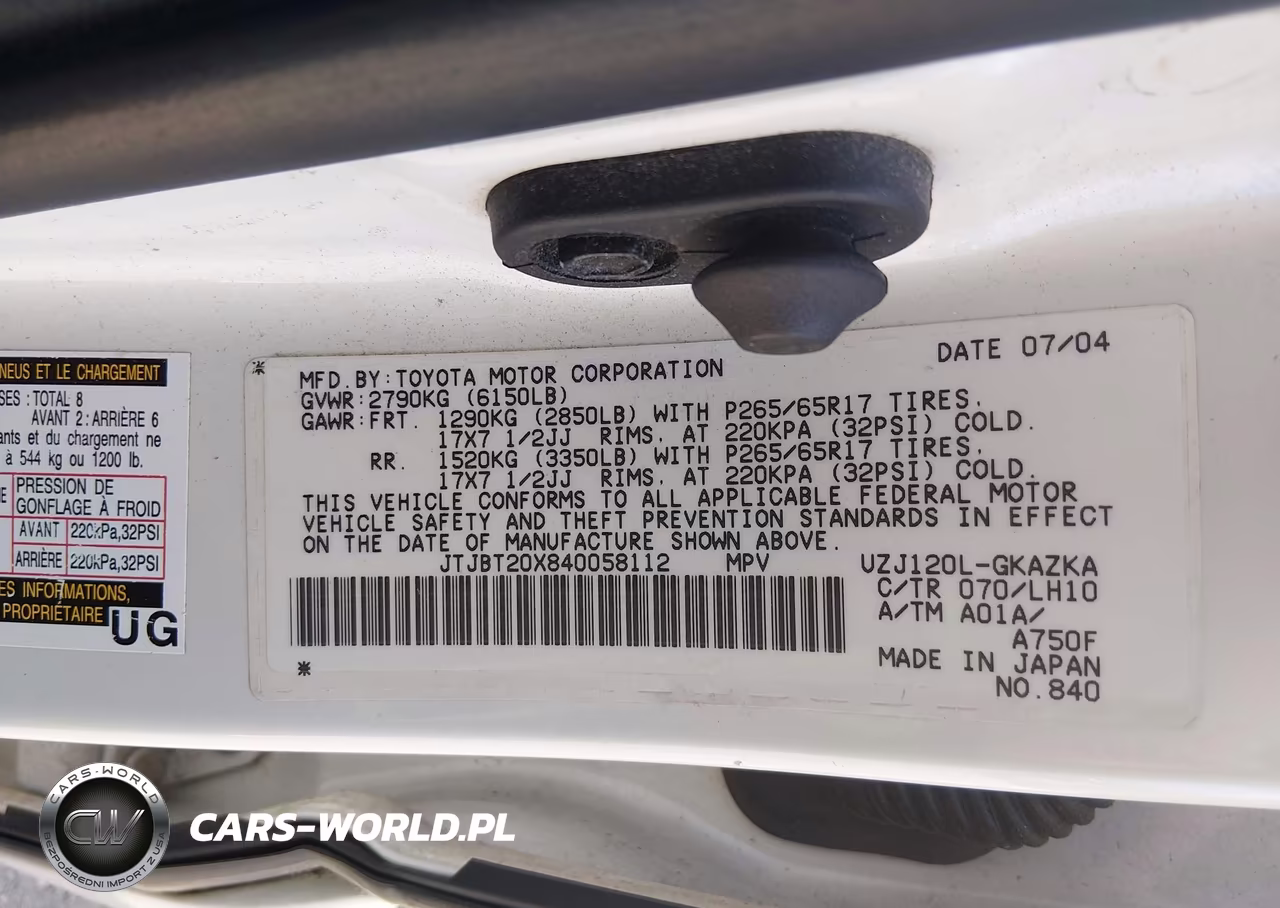 2004 Lexus Gx 470 VIN:JTJBT20X840058112 - 9