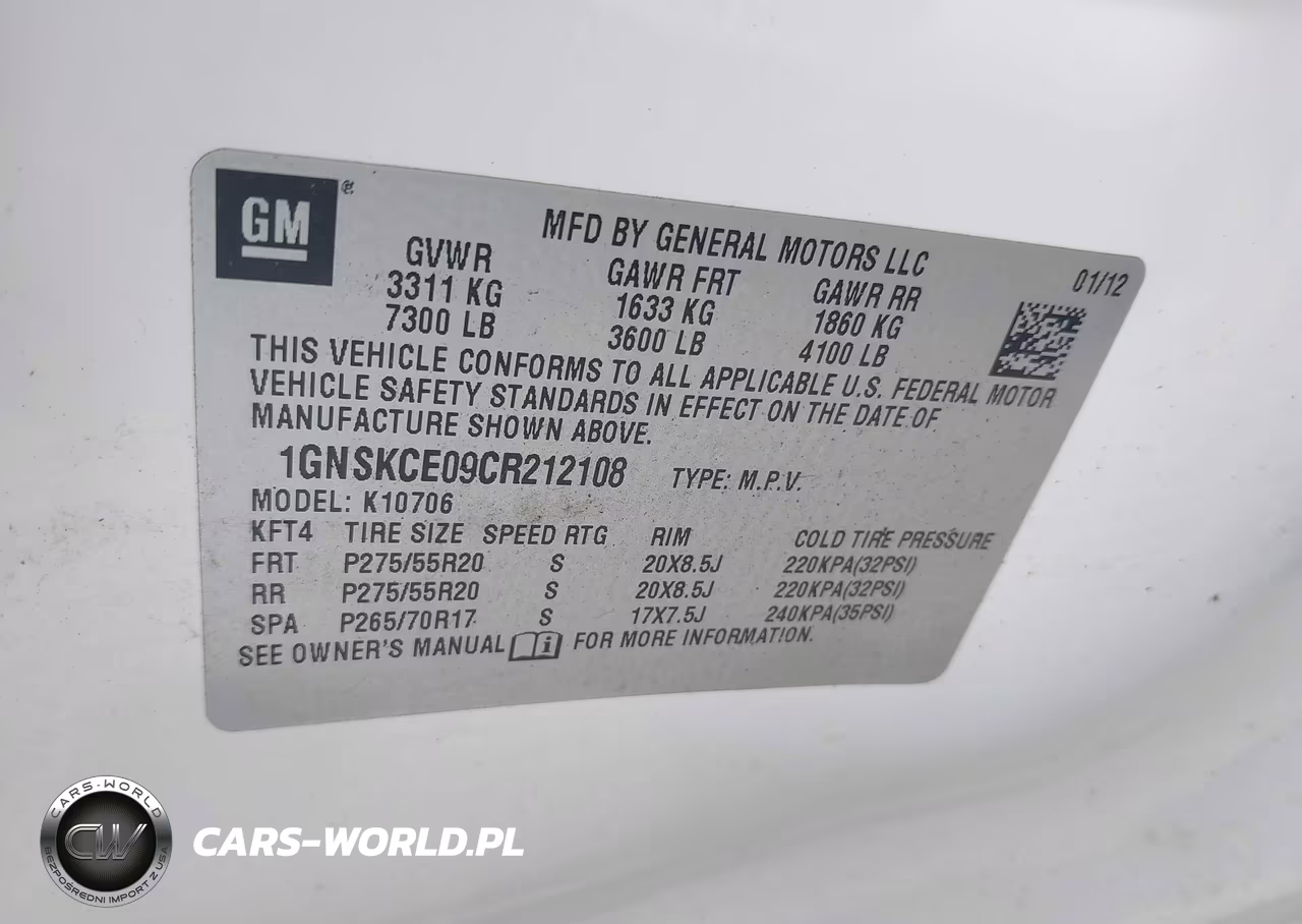 2012 Chevrolet Tahoe Ltz VIN:1GNSKCE09CR212108 - 9