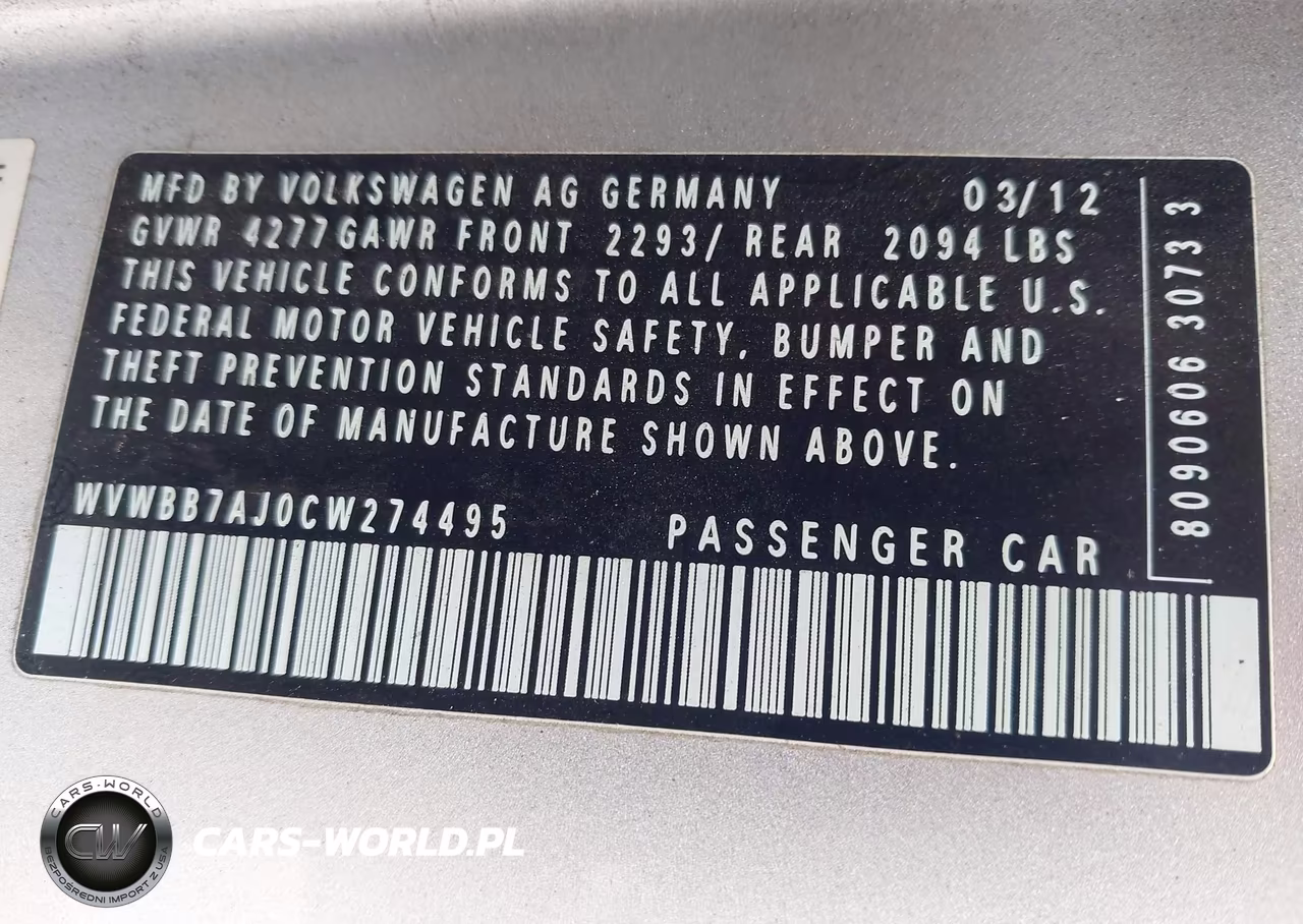 2012 Volkswagen Golf 2.5L 2-Door VIN:WVWBB7AJ0CW274495 - 9