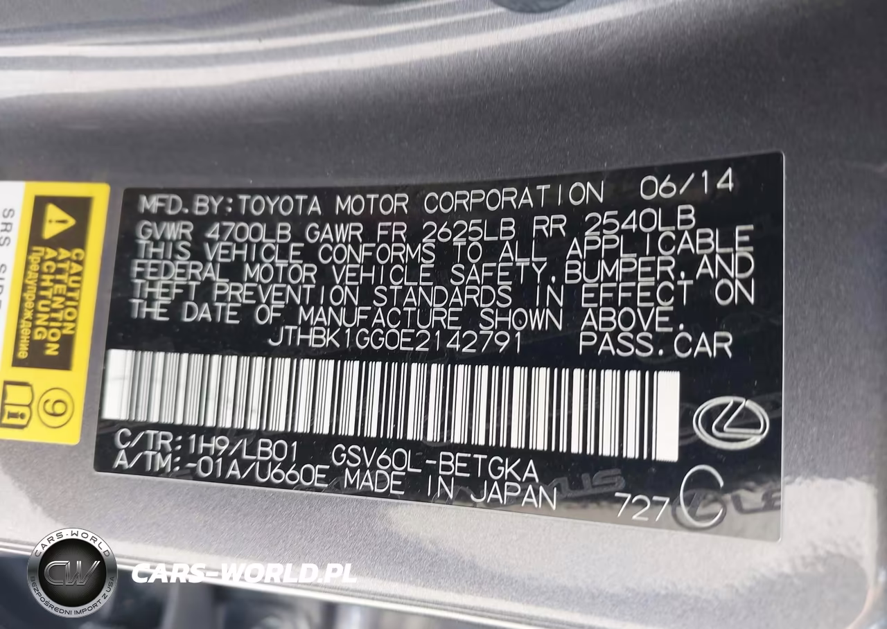 2014 Lexus Es 350 VIN:JTHBK1GG0E2142791 - 9