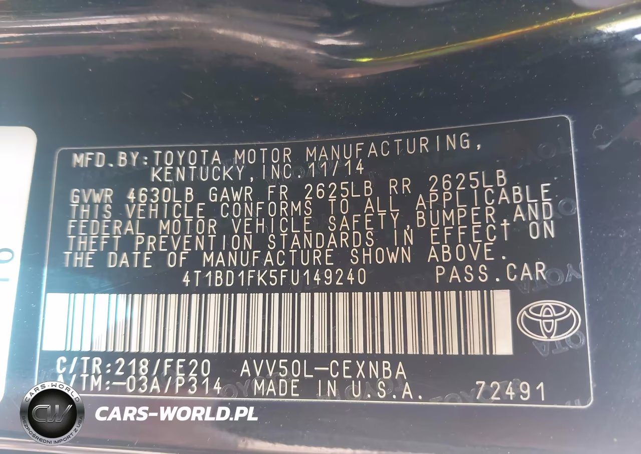 2015 Toyota Camry Hybrid Le VIN:4T1BD1FK5FU149240 - 9
