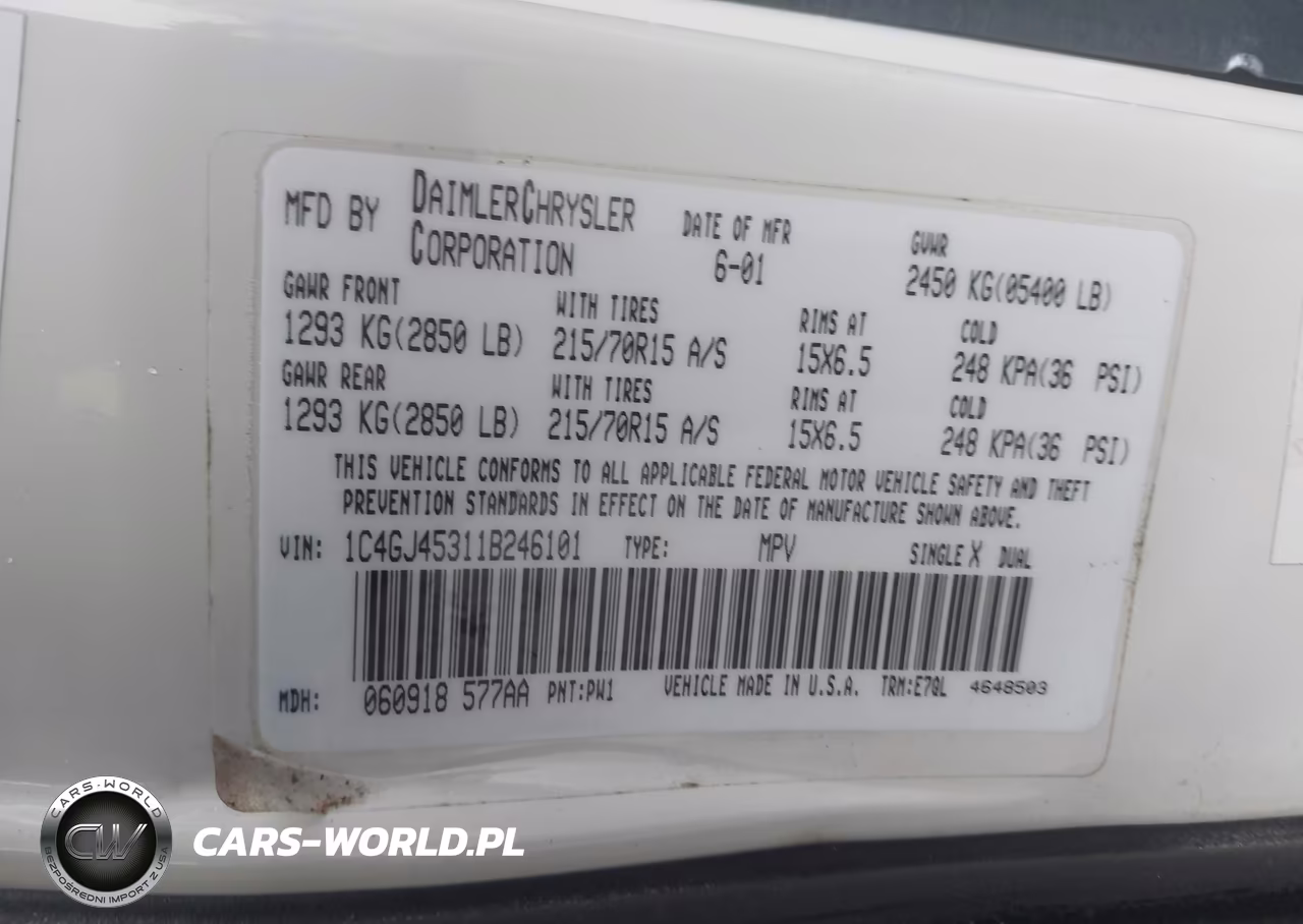 2001 Chrysler Voyager Lx VIN:1C4GJ45311B246101 - 9