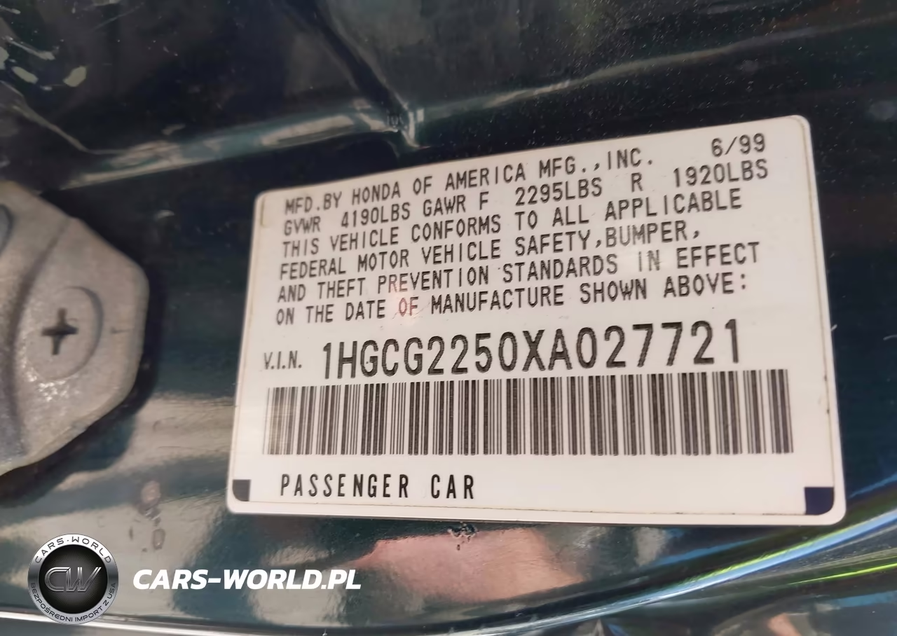 1999 Honda Accord Ex V6 VIN:1HGCG2250XA027721 - 9