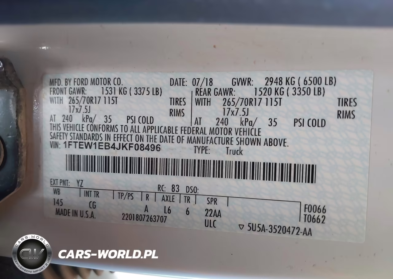 2018 Ford F-150 Xl-Xlt VIN:1FTEW1EB4JKF08496 - 9