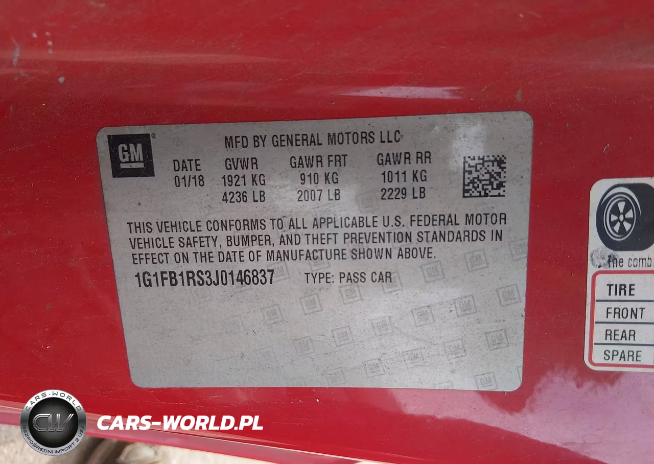 2018 Chevrolet Camaro 1Lt VIN:1G1FB1RS3J0146837 - 9