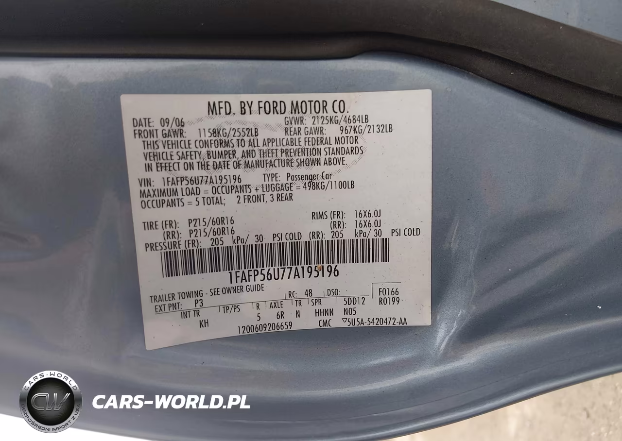 2007 Ford Taurus Sel VIN:1FAFP56U77A195196 - 9