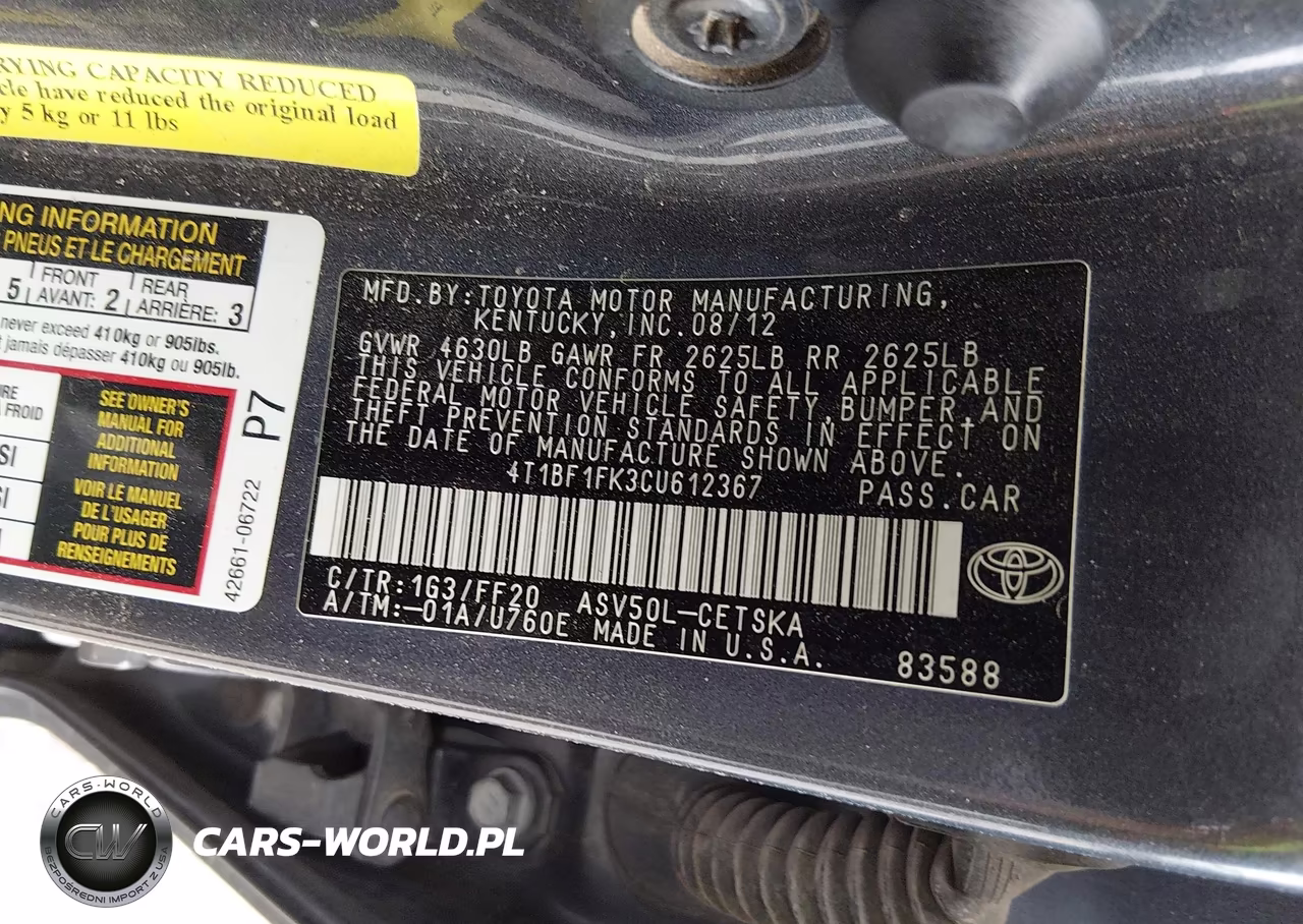 2012 Toyota Camry Se VIN:4T1BF1FK3CU612367 - 9
