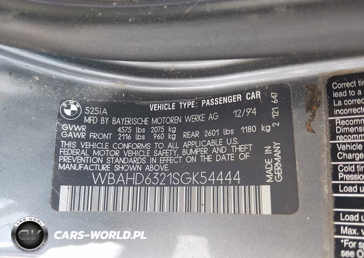 1995 BMW 525 I Automatic VIN:WBAHD6321SGK54444 - 9