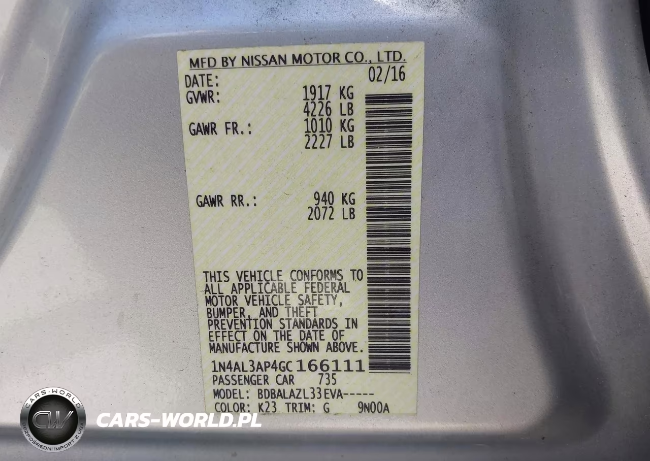 2016 Nissan Altima 2.5 VIN:1N4AL3AP4GC166111 - 9