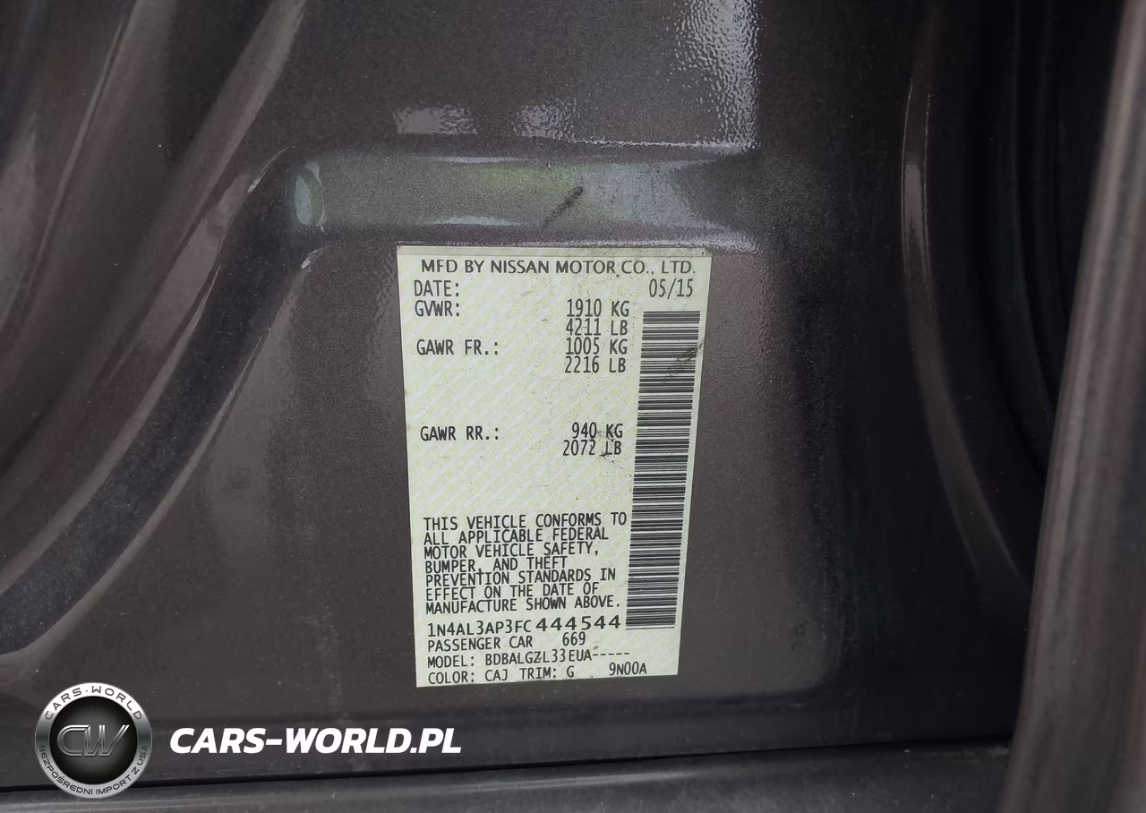 2015 Nissan Altima 2.5-2.5 S-2.5 Sl-2.5 Sv VIN:1N4AL3AP3FC444544 - 9