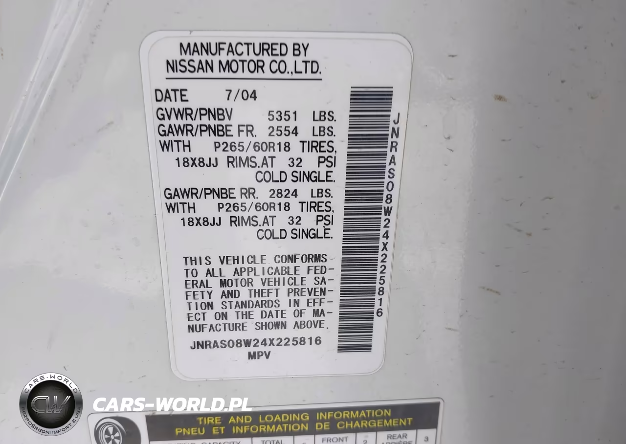 2004 Infiniti Fx35 VIN:JNRAS08W24X225816 - 9