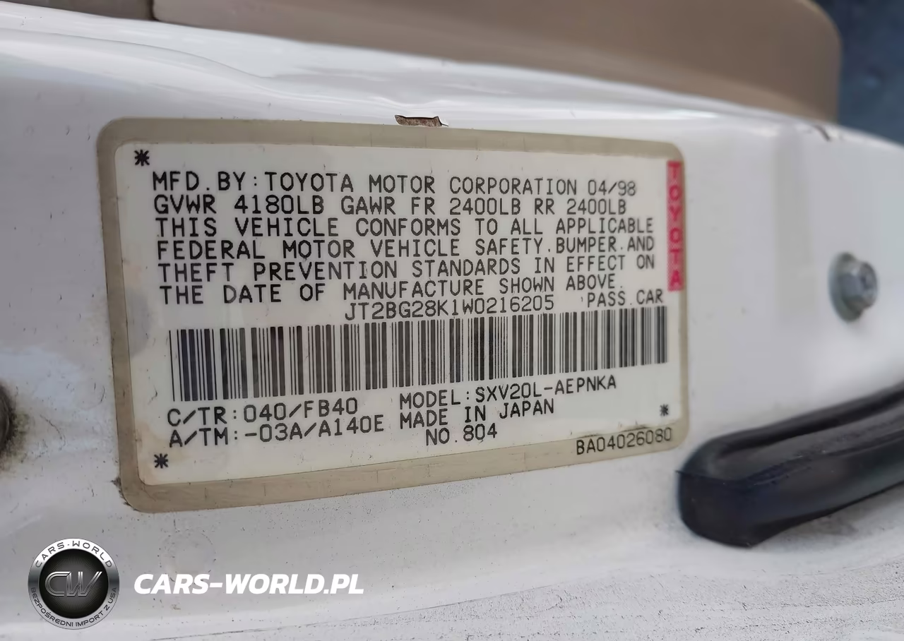 1998 Toyota Camry Le VIN:JT2BG28K1W0216205 - 9