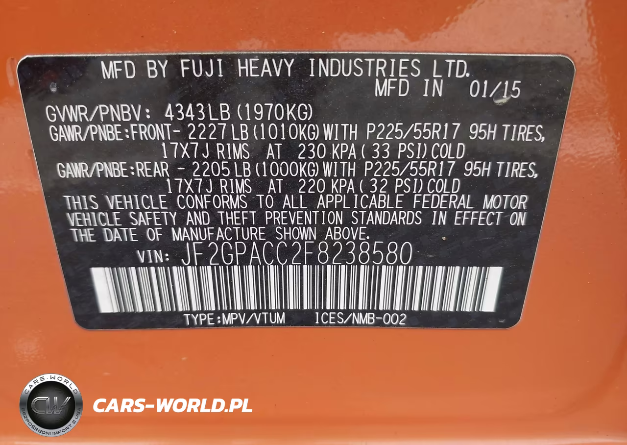2015 Subaru Xv Crosstrek 2.0I Premium VIN:JF2GPACC2F8238580 - 9