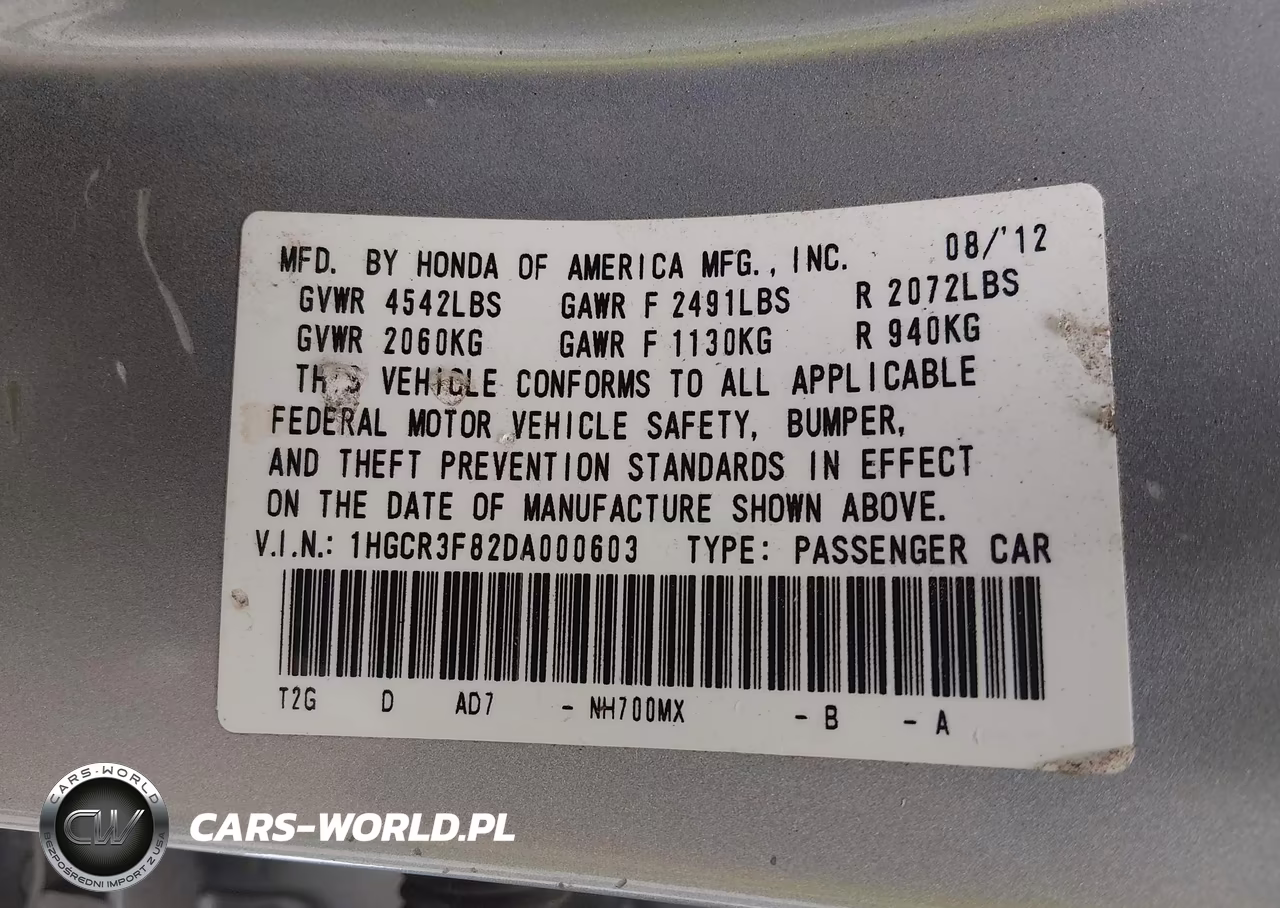 2013 Honda Accord Ex-L V-6 VIN:1HGCR3F82DA000603 - 9
