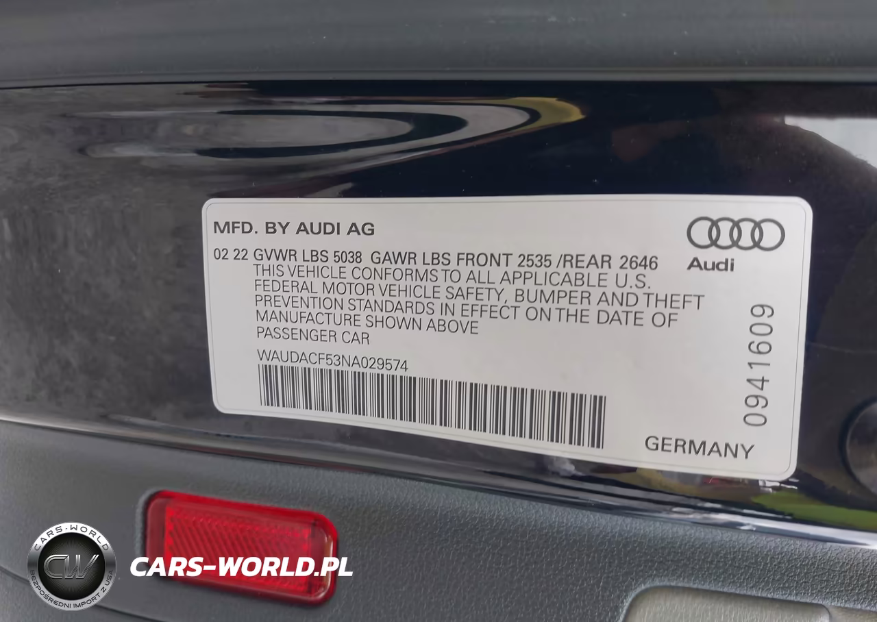 2022 Audi A5 Sportback Premium 45 Tfsi S Line Quattro S Tronic VIN:WAUDACF53NA029574 - 9