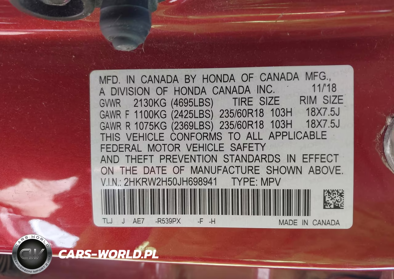 2018 Honda Cr-V Ex VIN:2HKRW2H50JH698941 - 9
