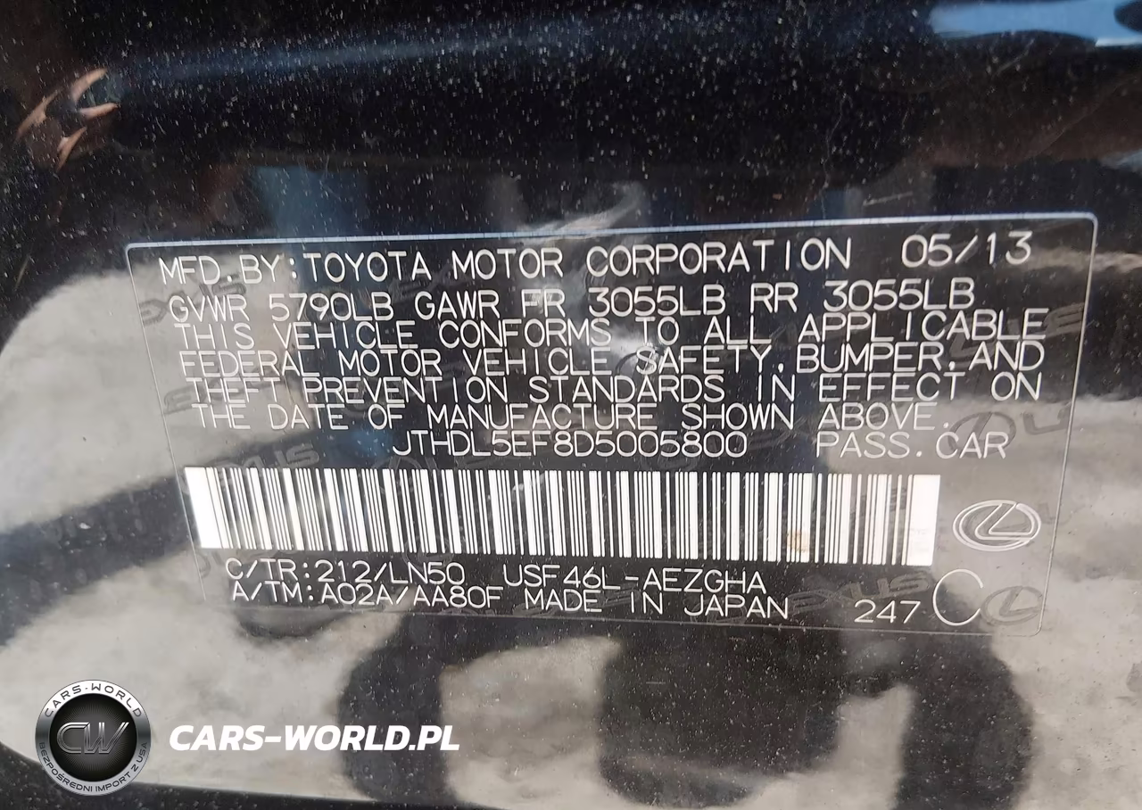 2013 Lexus Ls 460 L VIN:JTHDL5EF8D5005800 - 9