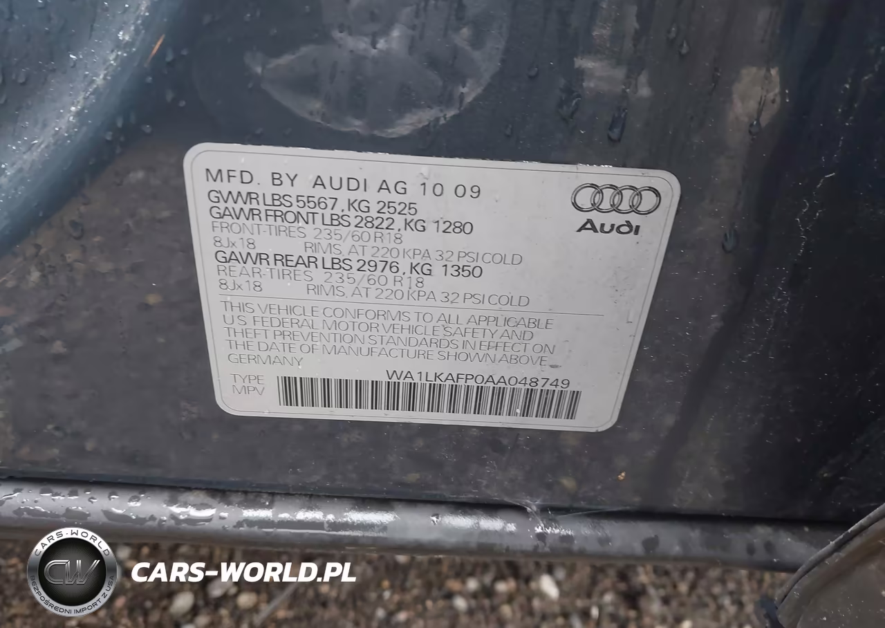 2010 Audi Q5 3.2 Premium VIN:WA1LKAFP0AA048749 - 9