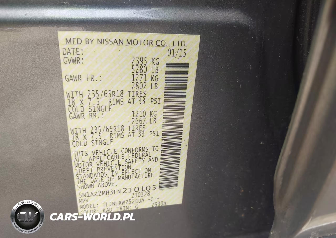 2015 Nissan Murano Sl VIN:5N1AZ2MH3FN210105 - 9