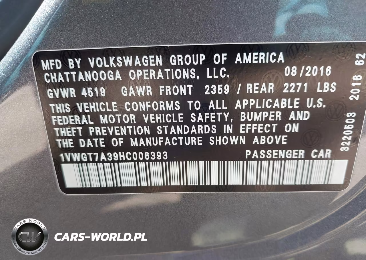 2017 Volkswagen Passat 1.8T Se VIN:1VWGT7A39HC006393 - 9