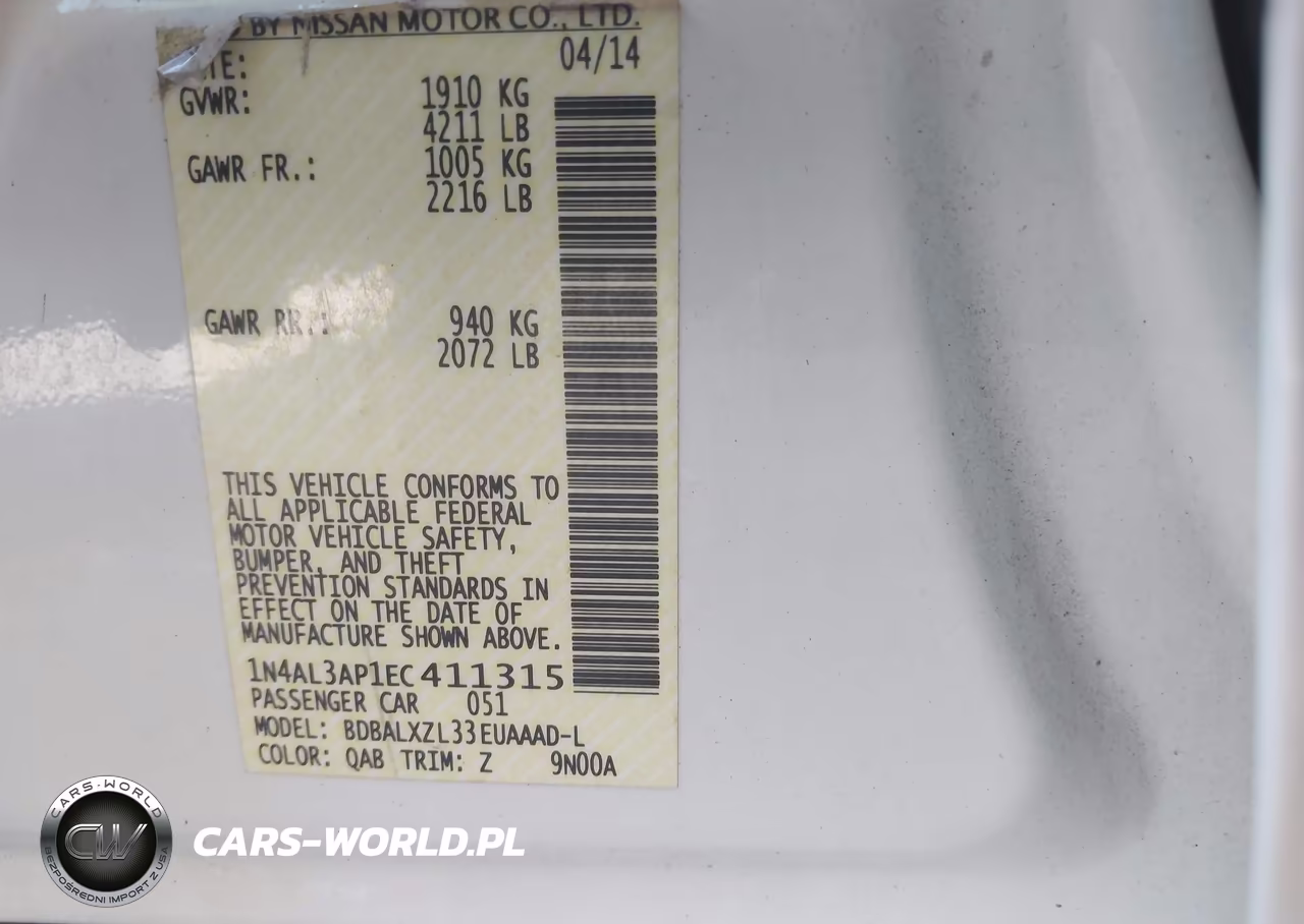2014 Nissan Altima 2.5 Sl VIN:1N4AL3AP1EC411315 - 9