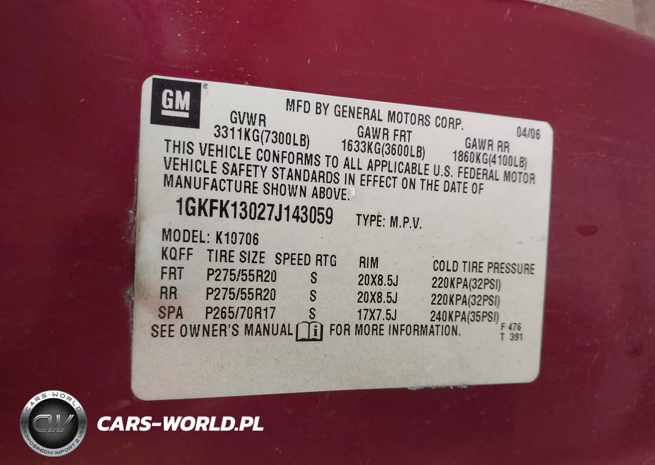 2007 GMC Yukon Slt VIN:1GKFK13027J143059 - 9