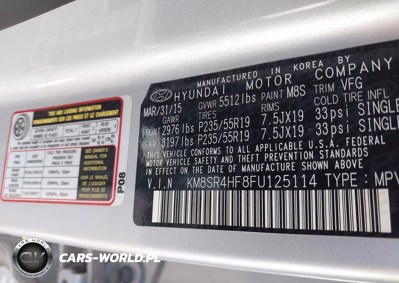 2015 Hyundai Santa Fe Gls VIN:KM8SR4HF8FU125114 - 9