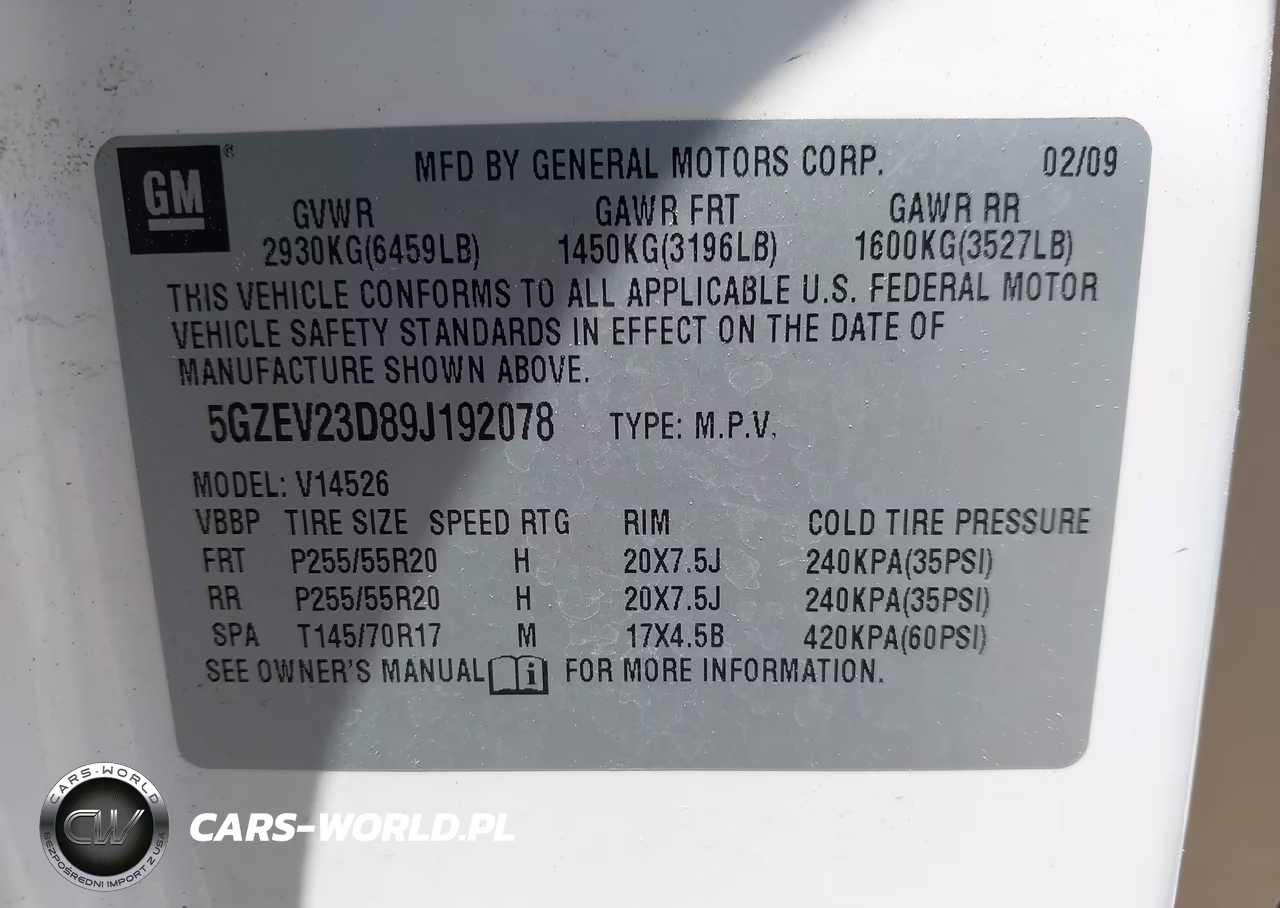 2009 Saturn Outlook Xr VIN:5GZEV23D89J192078 - 9