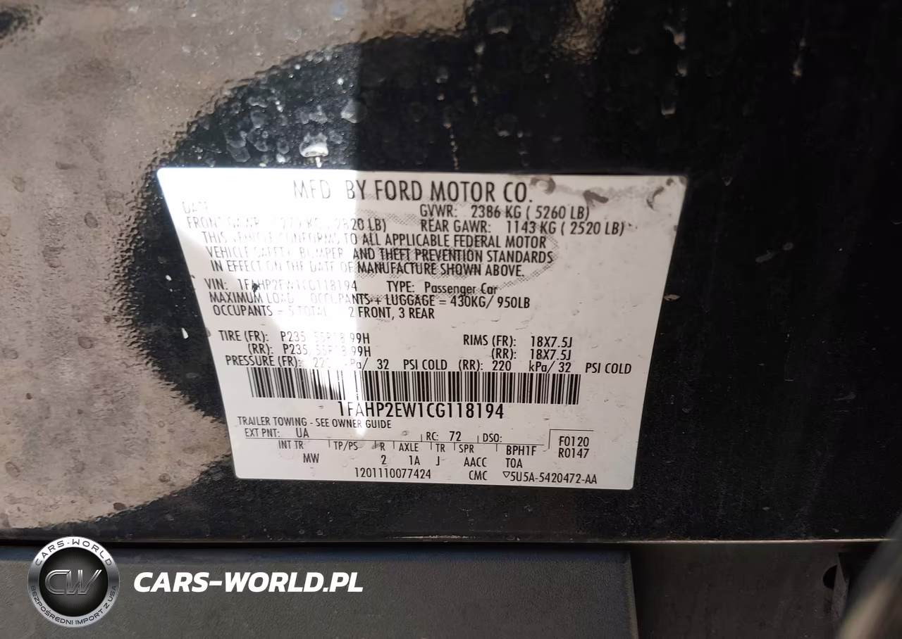 2012 Ford Taurus Sel VIN:1FAHP2EW1CG118194 - 9