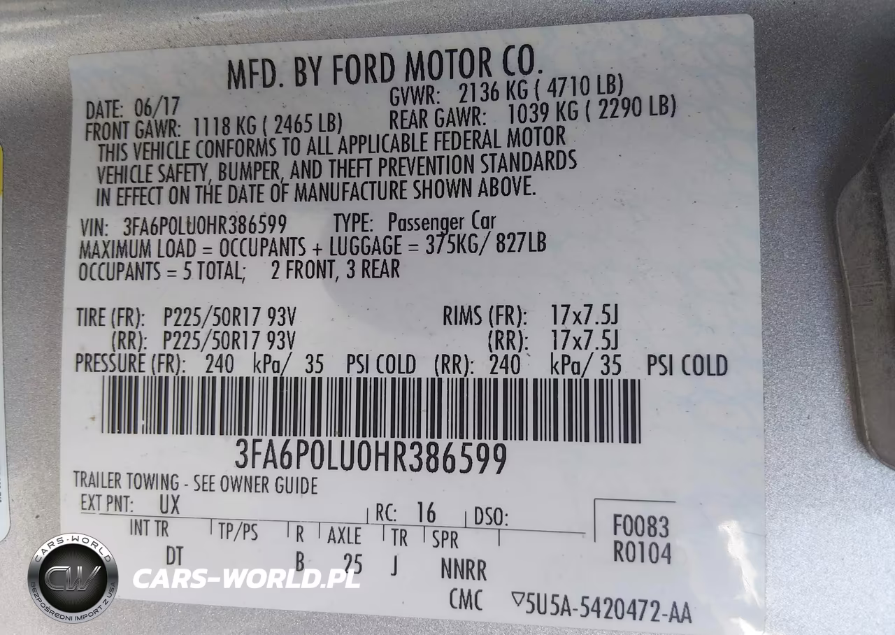 2017 Ford Fusion Hybrid Se VIN:3FA6P0LU0HR386599 - 9